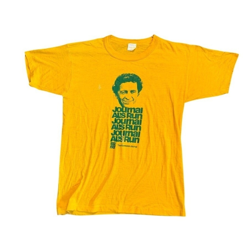 Vintage 1982 Als Run Milwaukee Journal T Shirt Yellow Single Stitch Mens Large